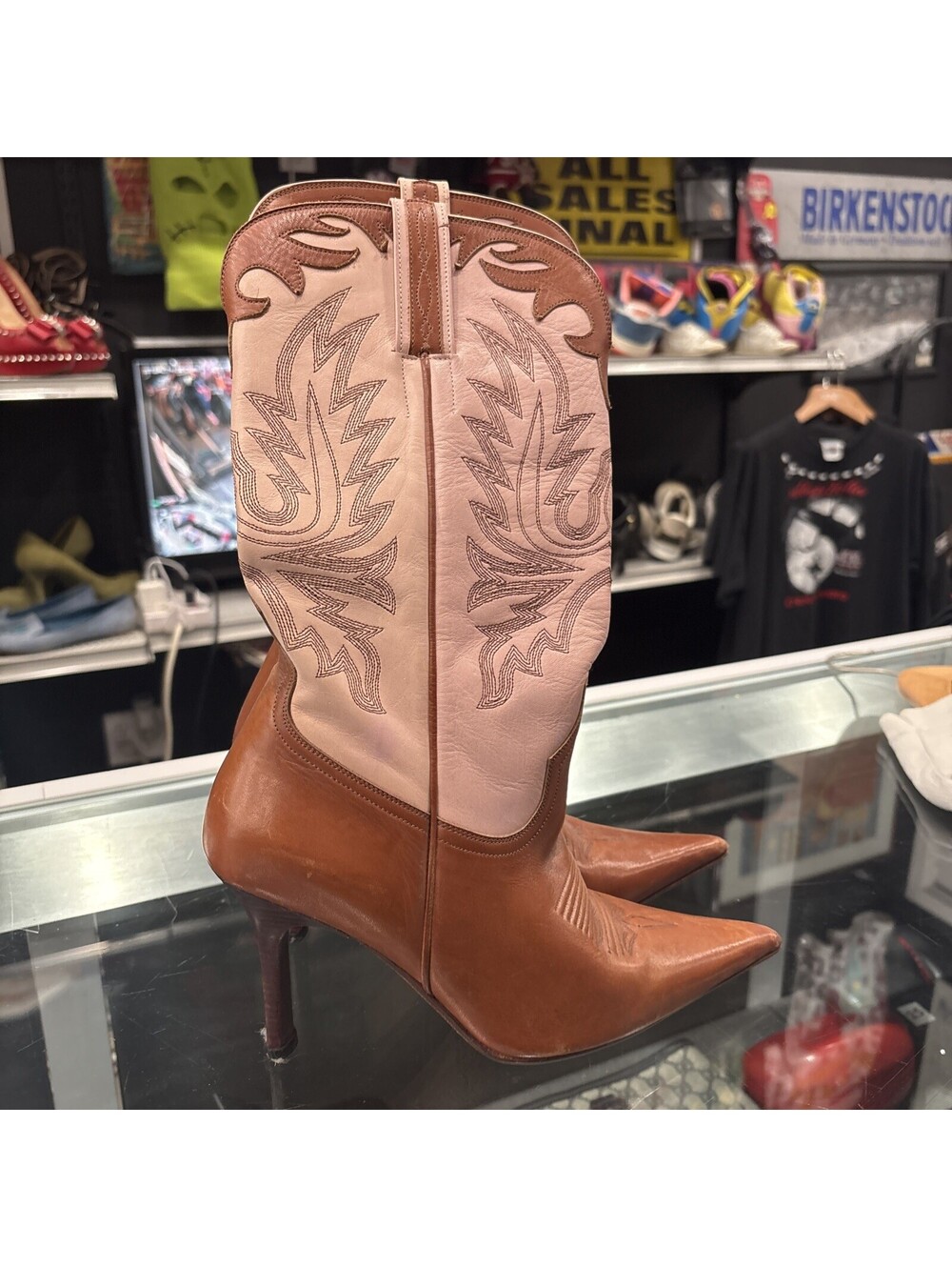 Vintage 90s Woman’s Lucchese  Made In Brazil Cowboy Heel Sample Boots
